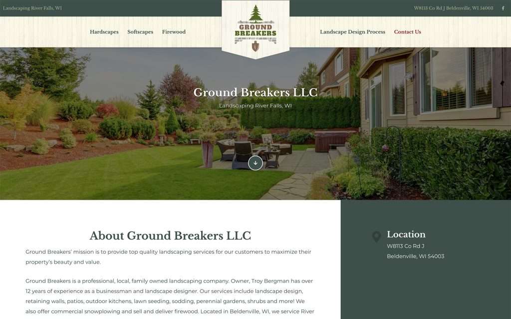 The Ground Breakers website home page on a desktop screen