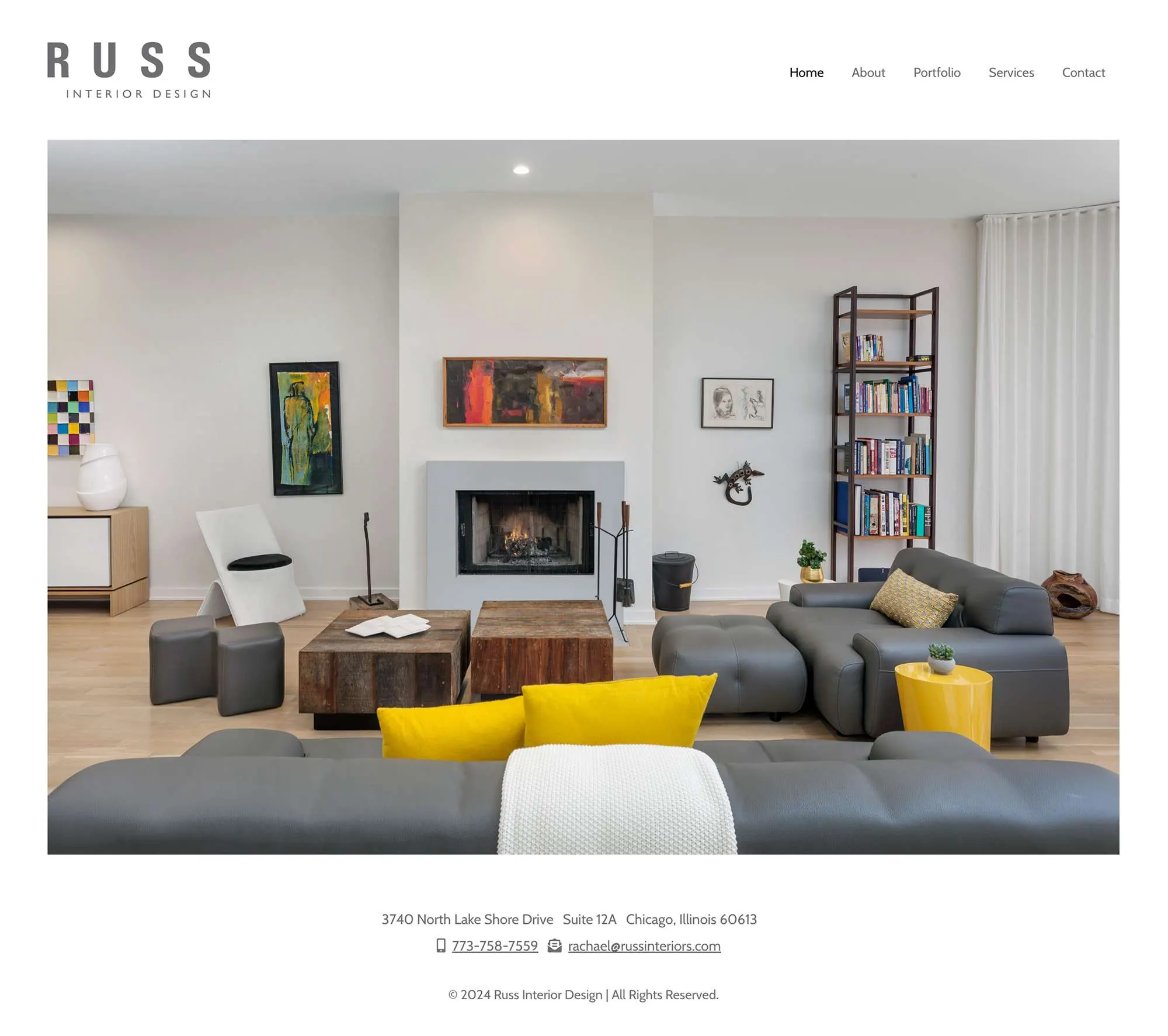 The Russ Interiors website home page on a desktop screen